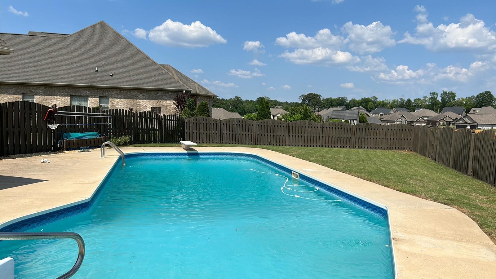 Privacy fence around a pool