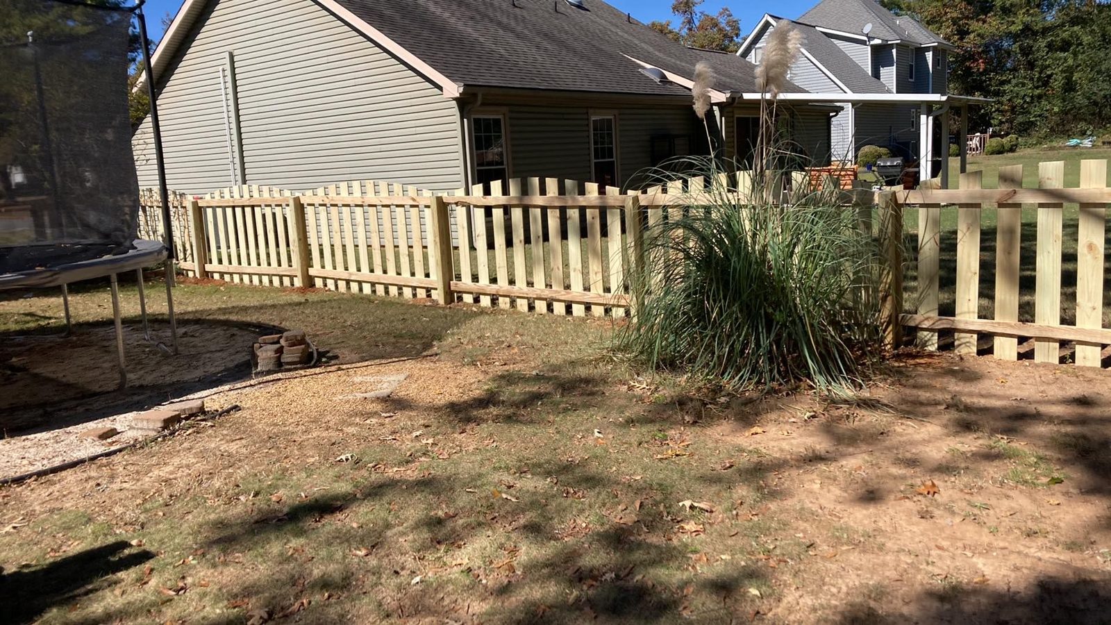 Wood picket fence